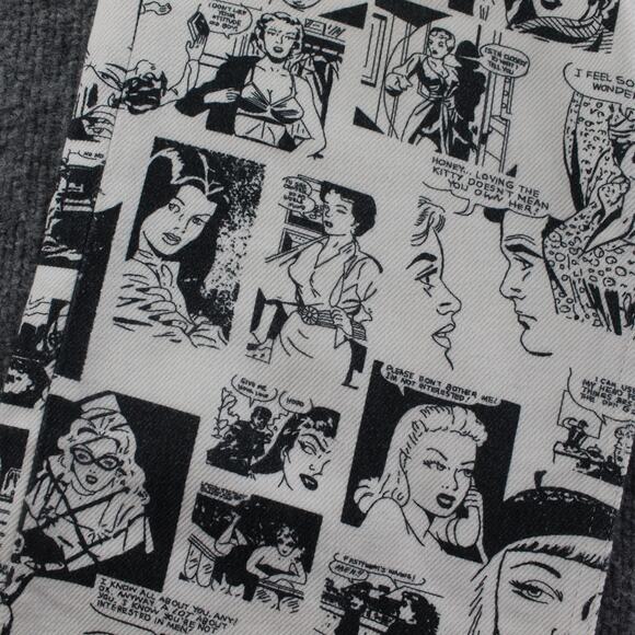 Reformation Jeans 26 Straight Leg Comic Print Newsprint High Rise White Denim - Picture 7 of 16